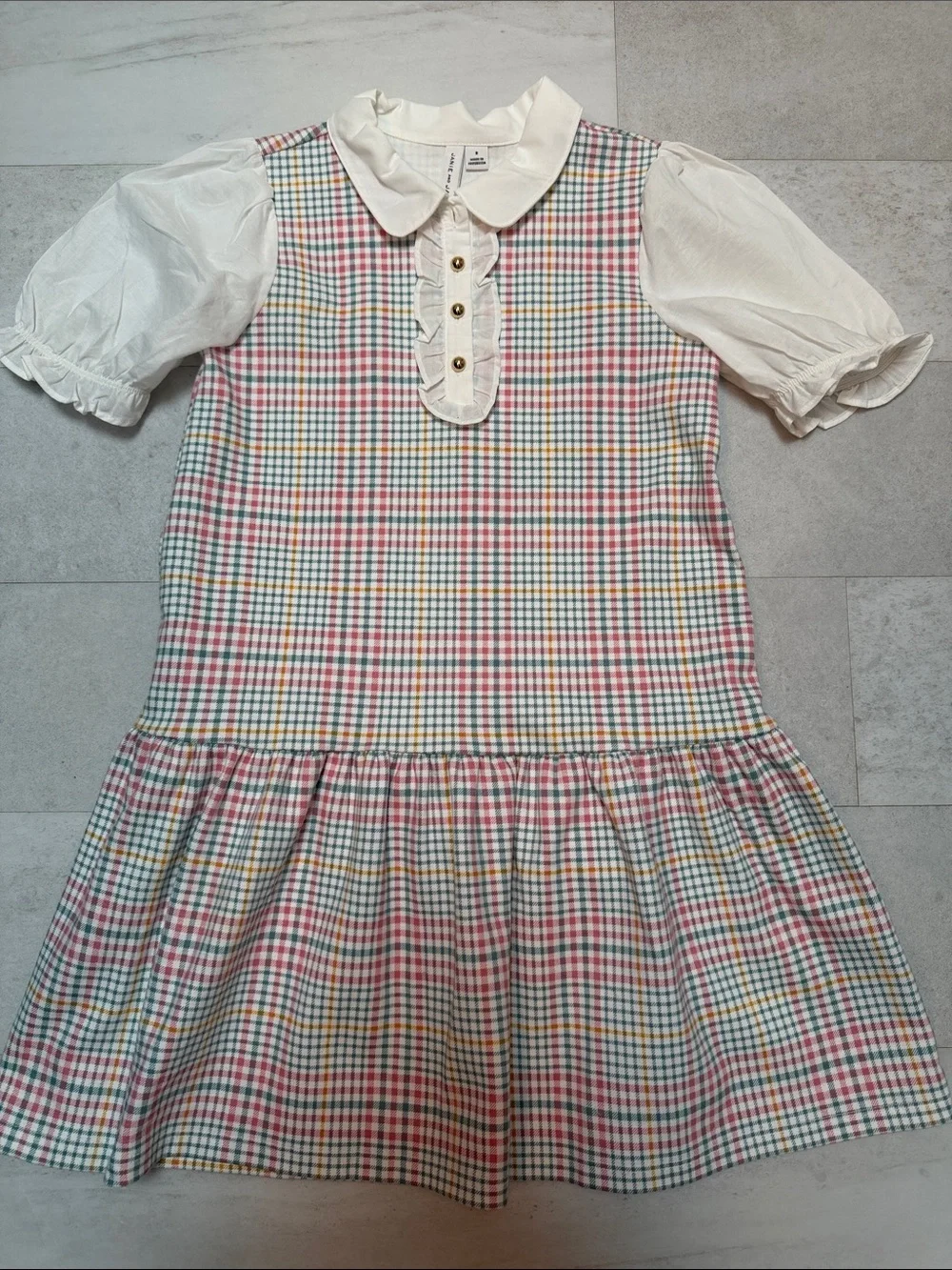 Janie and Jack Cream Peter Pan Collar drop waist dress